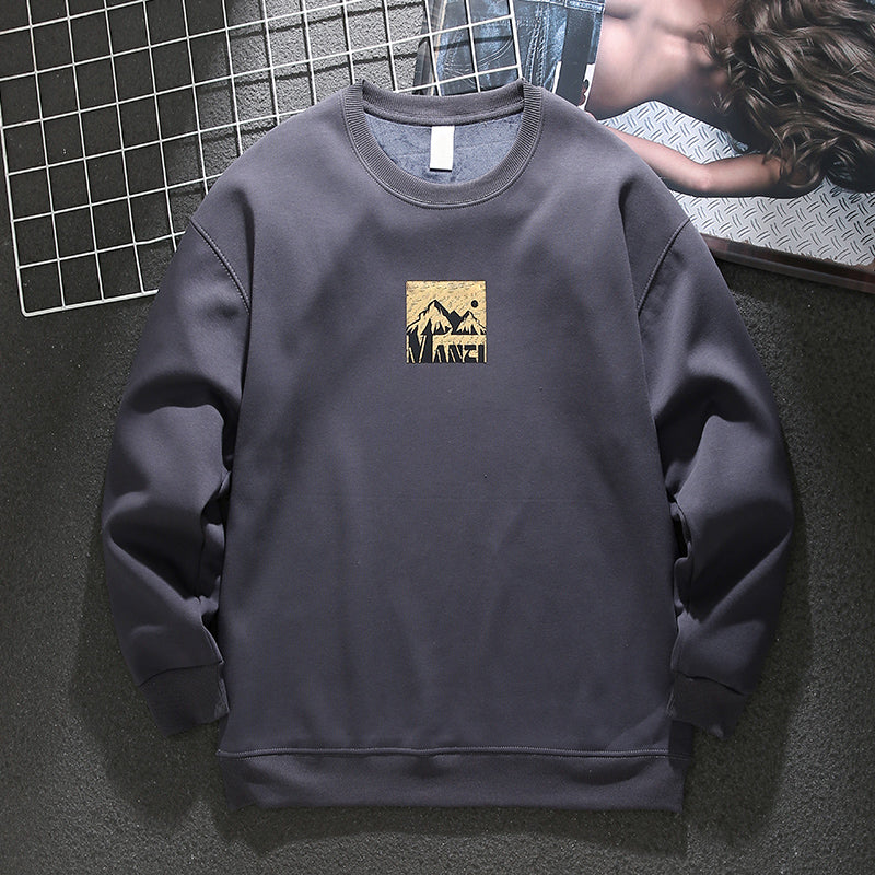 American style loose round neck pullover sweatshirt