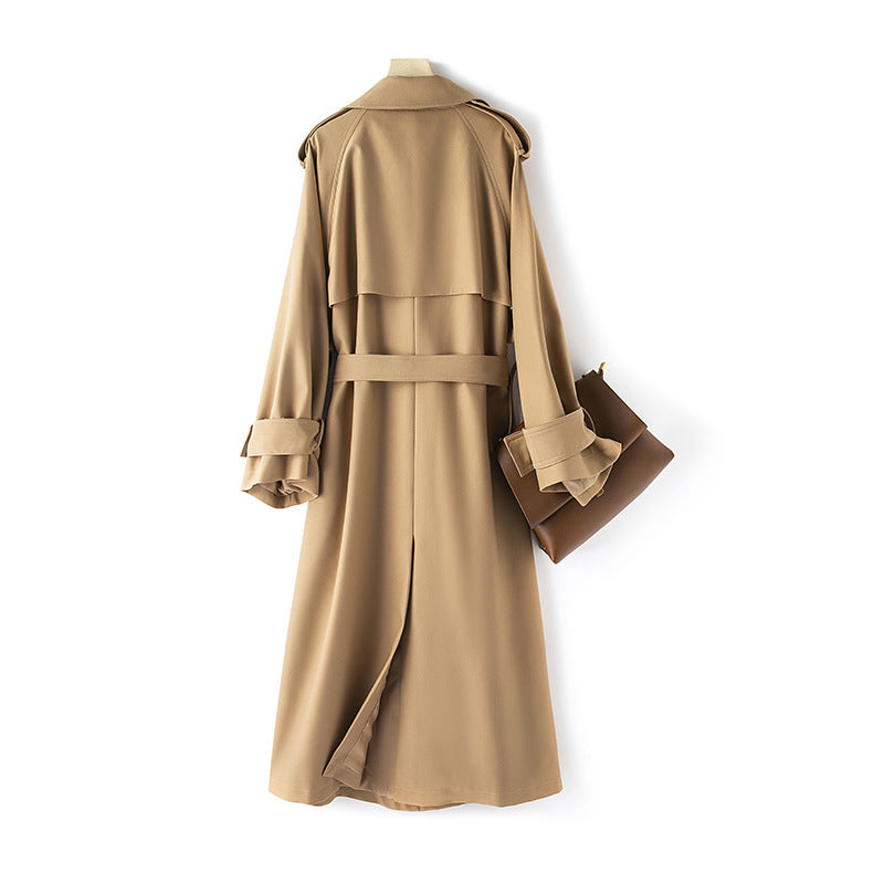 2024 Temperament Casual Simple Large Size Windbreaker Slim Slim Long Jacket