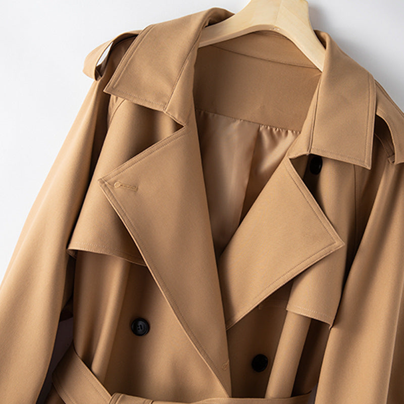 2024 Temperament Casual Simple Large Size Windbreaker Slim Slim Long Jacket