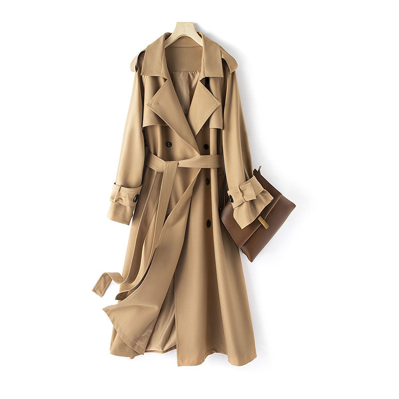 2024 Temperament Casual Simple Large Size Windbreaker Slim Slim Long Jacket