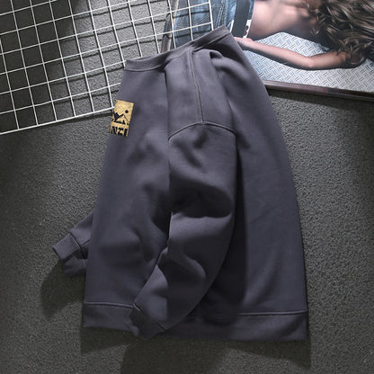 American style loose round neck pullover sweatshirt