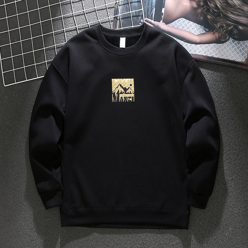 American style loose round neck pullover sweatshirt